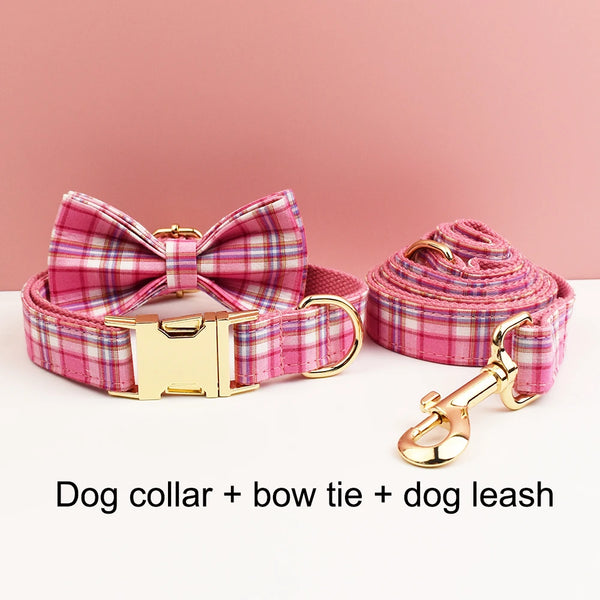 Personalizzabile - set pettorina per cani scozzese rosa