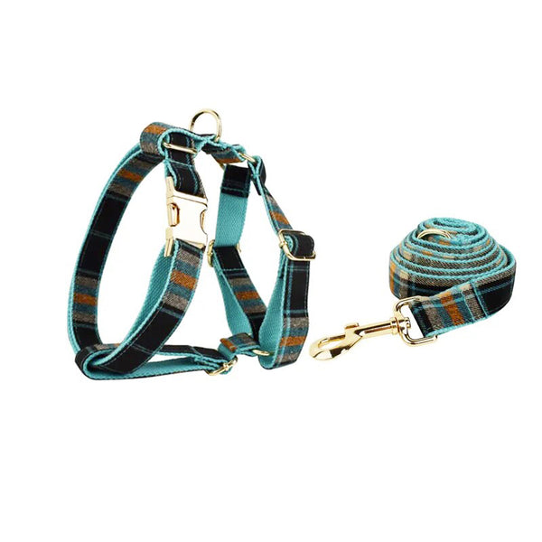 Personalizzabile - set pettorina per cani scozzese verde