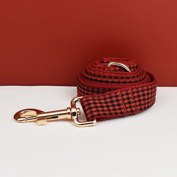 Personalizzabile - set pettorina per cani a quadretti rosso