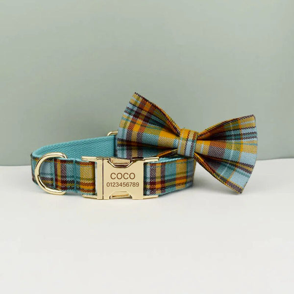 Personalizzabile - set pettorina per cani scozzese arancione