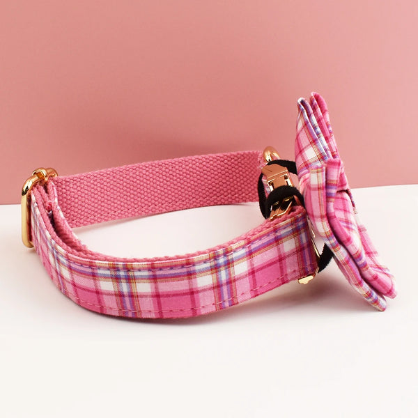 Personalizzabile - set pettorina per cani scozzese rosa