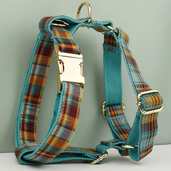 Personalizzabile - set pettorina per cani scozzese arancione
