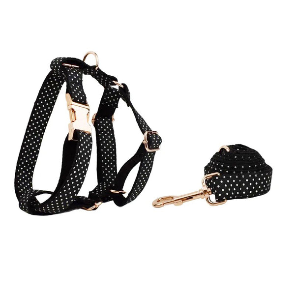 Personalizzabile - set pettorina per cani pois nero