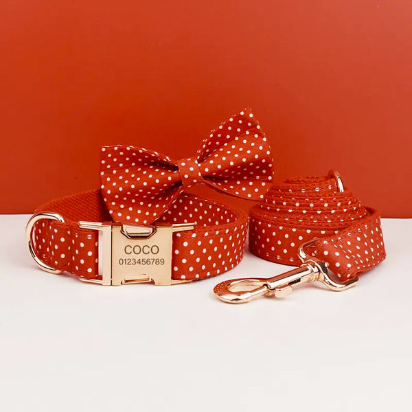 Personalizzabile - set pettorina per cani pois rosso