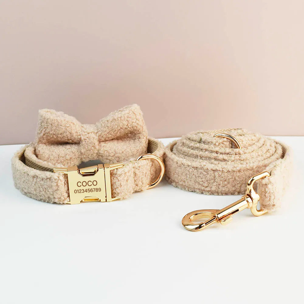 PERSONALIZZABILE - SET COLLARE PER CANI Boucle Beige