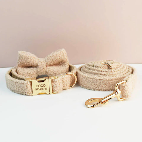 PERSONALIZZABILE - SET COLLARE PER CANI Boucle Beige