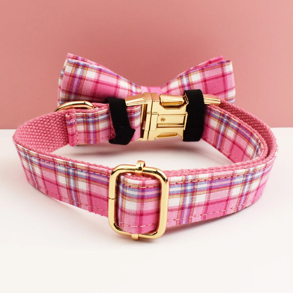 Personalizzabile - set pettorina per cani scozzese rosa