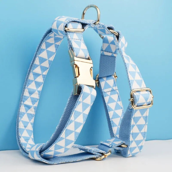 Personalizzabile - set pettorina per cani triangoli celeste