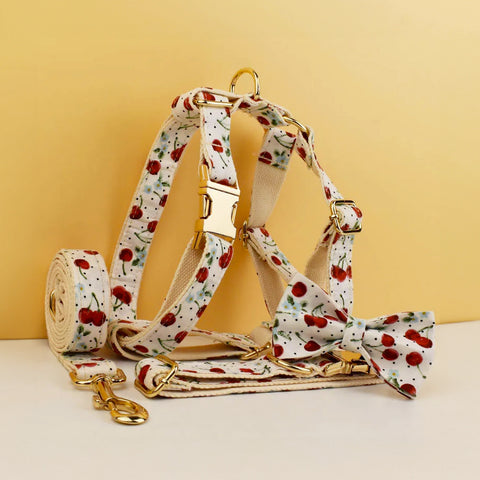 Personalizzabile - set pettorina per cani ciliegie
