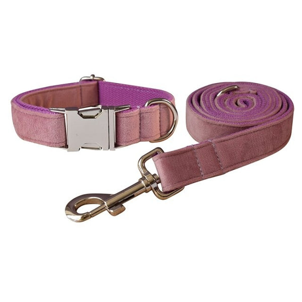 PERSONALIZZABILE - SET COLLARE PER CANI IN VELLUTO VIOLA ERICA
