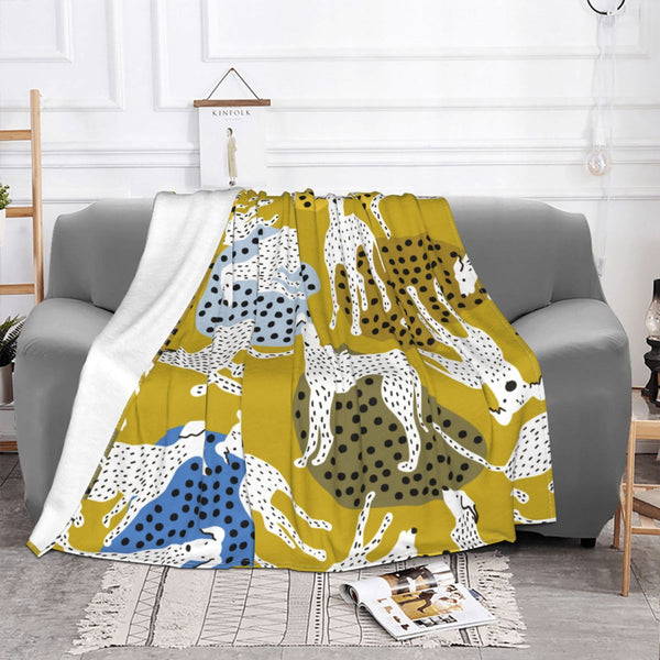 COPERTA DI PILE CON CANI SENAPE