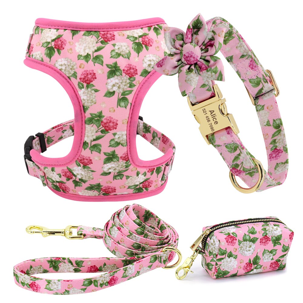 PERSONALIZZABILE - SET PETTORINA PER CANI CON COLLARE, GUINZAGLIO E PORTA SACCHETTINI