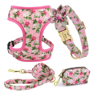 PERSONALIZZABILE - SET PETTORINA PER CANI CON COLLARE, GUINZAGLIO E PORTA SACCHETTINI