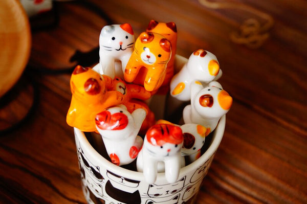 CUCCHIAINI IN CERAMICA GATTO