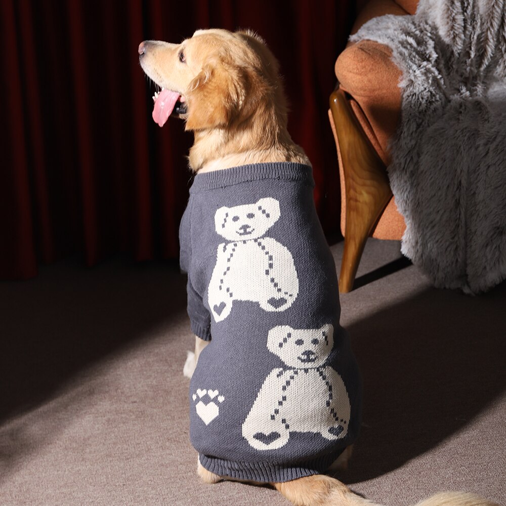 GRAY SWEATER FOR LARGE DOGS WITH TEDDY BEARS