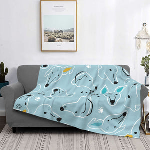 COPERTA DI PILE CON CANI CELESTE