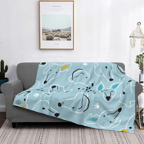COPERTA DI PILE CON CANI CELESTE