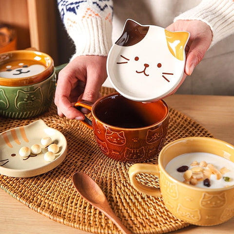 TAZZA IN CERAMICA CON PORTA BISCOTTI