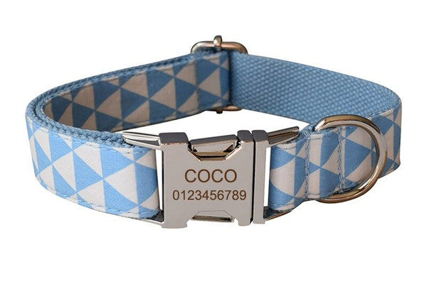 PERSONALIZZABILE - SET COLLARE PER CANI TRIANGOLI CELESTE