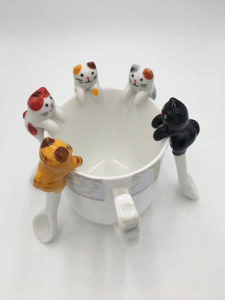 CUCCHIAINI IN CERAMICA GATTO