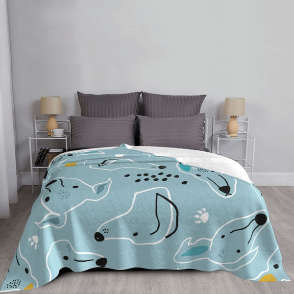 COPERTA DI PILE CON CANI CELESTE