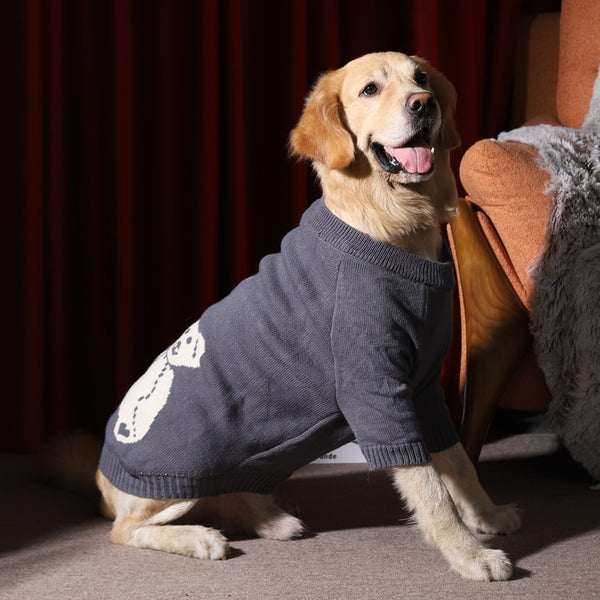 GRAY SWEATER FOR LARGE DOGS WITH TEDDY BEARS