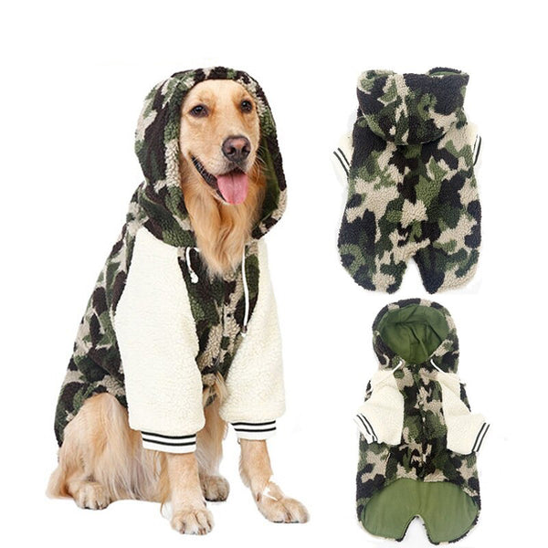 CAMOUFLAGE FLEECE FUR JACKET FOR LARGE DOGS