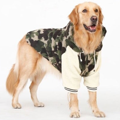 CAMOUFLAGE FLEECE FUR JACKET FOR LARGE DOGS