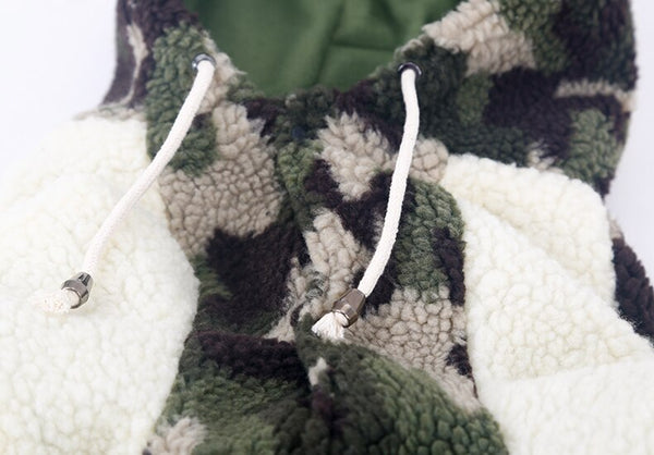 CAMOUFLAGE FLEECE FUR JACKET FOR LARGE DOGS