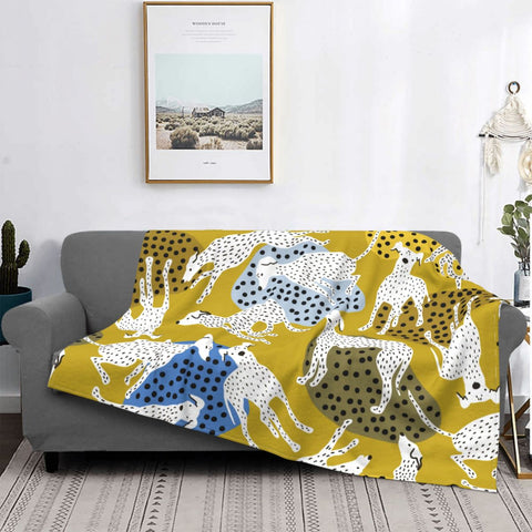 COPERTA DI PILE CON CANI SENAPE