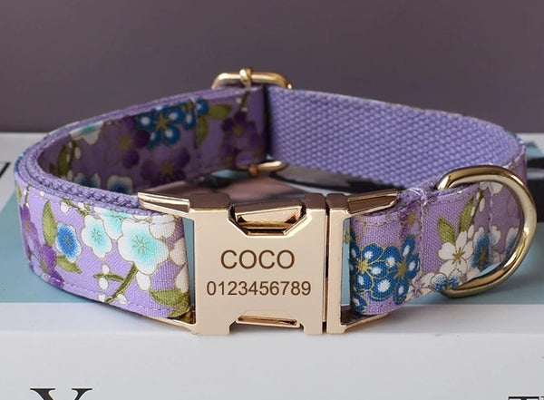 PERSONALIZZABILE - SET COLLARE PER CANI FIORI VIOLA