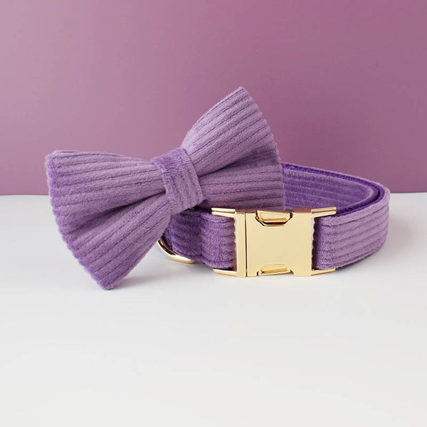 PERSONALIZZABILE - SET COLLARE PER CANI IN VELLUTO VIOLA A COSTE
