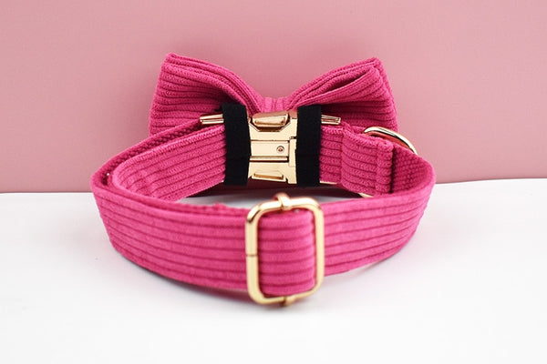 PERSONALIZZABILE - SET PETTORINA PER CANI IN VELLUTO ROSA FRAGOLA A COSTE
