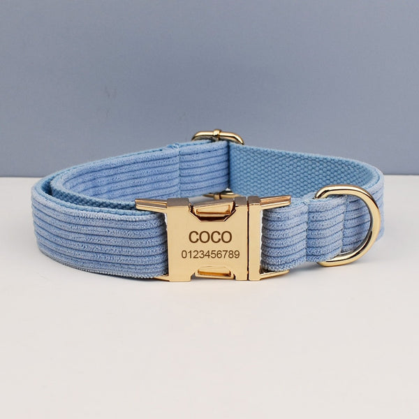 PERSONALIZZABILE - SET PETTORINA PER CANI IN VELLUTO CELESTE A COSTE