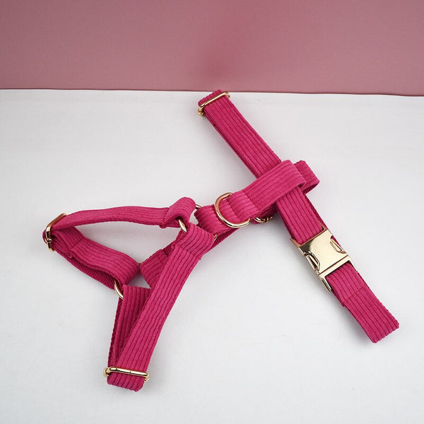 PERSONALIZZABILE - SET PETTORINA PER CANI IN VELLUTO ROSA FRAGOLA A COSTE