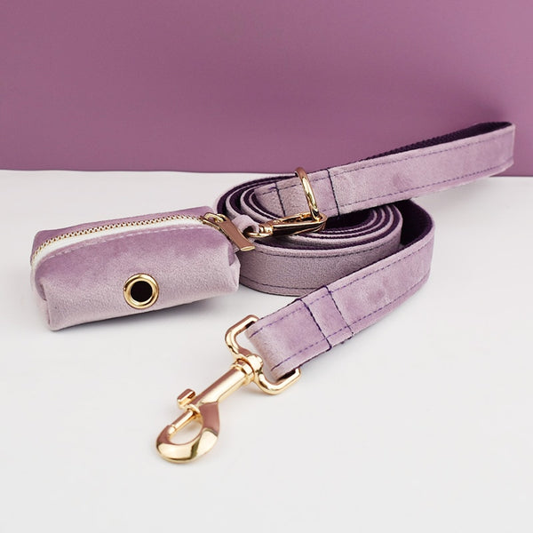 PERSONALIZZABILE - SET PETTORINA PER CANI IN VELLUTO GLICINE FONDO VIOLA