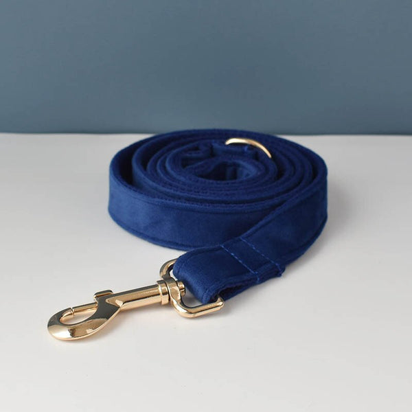 PERSONALIZZABILE - SET COLLARE PER CANI IN VELLUTO BLU