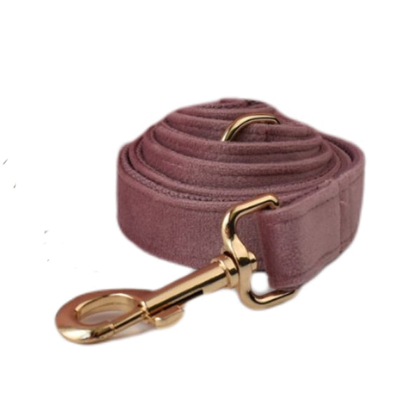 CUSTOMIZABLE - DOG HARNESS SET IN ANTIQUE PINK VELVET