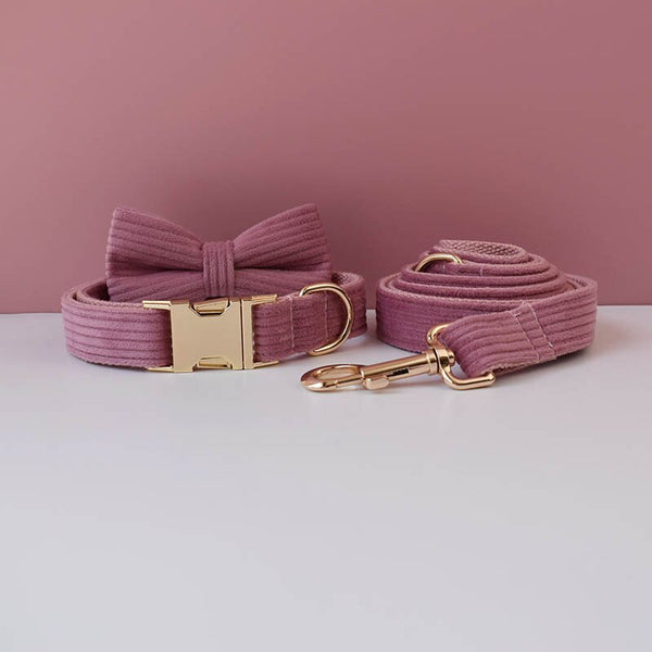 PERSONALIZZABILE - SET COLLARE PER CANI IN VELLUTO CAMELIA A COSTE