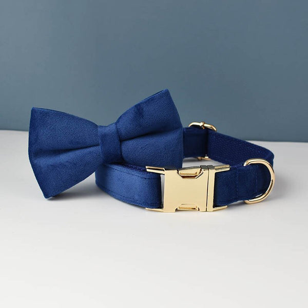 PERSONALIZZABILE - SET COLLARE PER CANI IN VELLUTO BLU