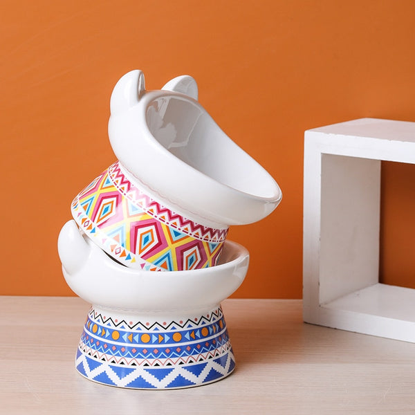 BOHO CERAMIC RAISED DOG BOWL