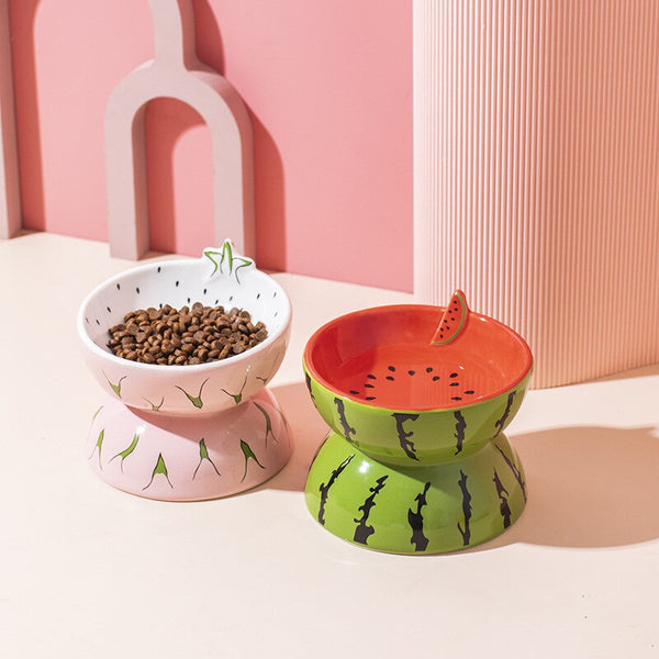 CIOTOLA PER CANI RIALZATA IN CERAMICA FRUTTI