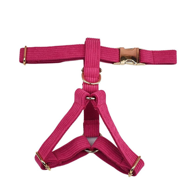 PERSONALIZZABILE - SET PETTORINA PER CANI IN VELLUTO ROSA FRAGOLA A COSTE