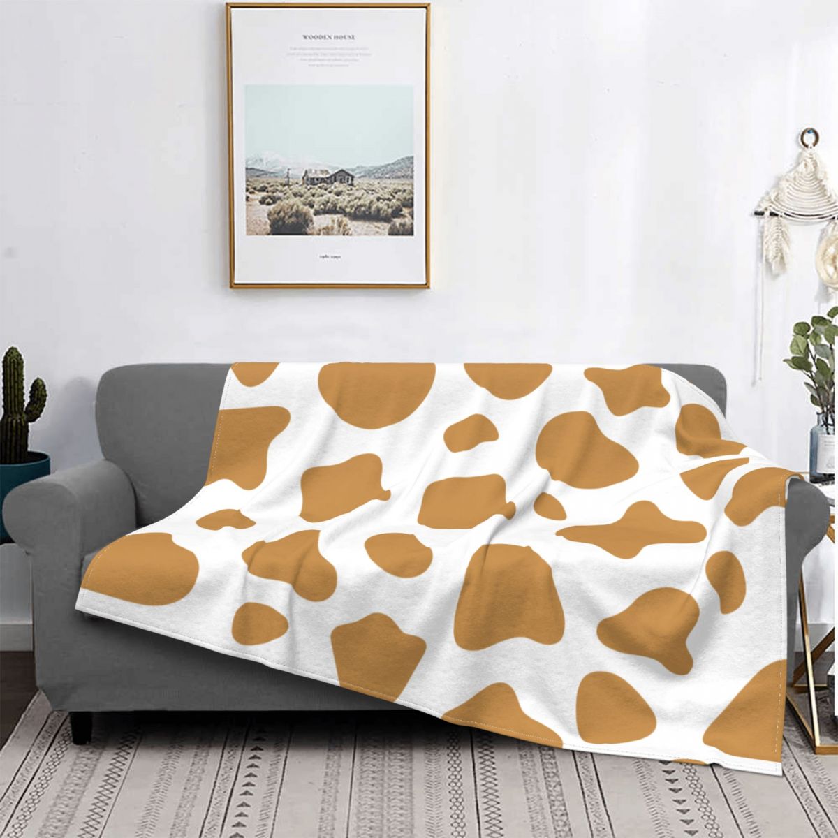 COPERTA DI PILE MACULATA BEIGE