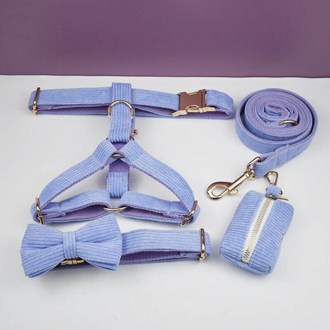 PERSONALIZZABILE - SET PETTORINA PER CANI IN VELLUTO LAVANDA A COSTE