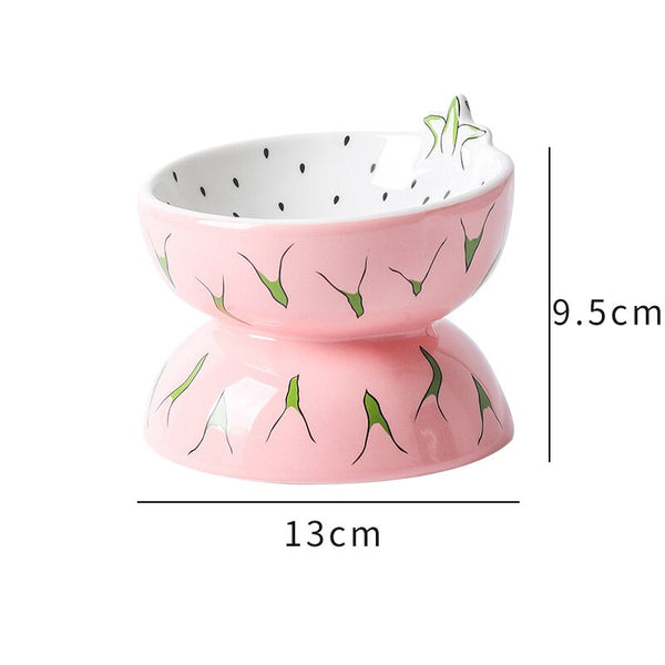 CIOTOLA PER CANI RIALZATA IN CERAMICA FRUTTI