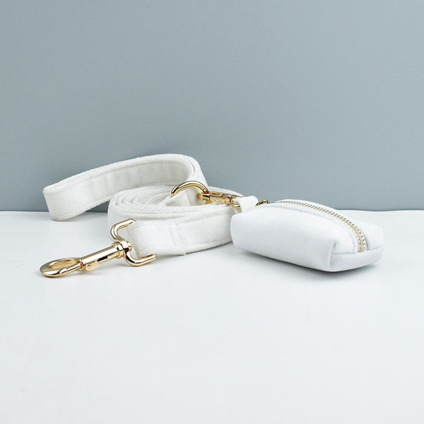 PERSONALIZZABILE - SET PETTORINA PER CANI IN VELLUTO BIANCO