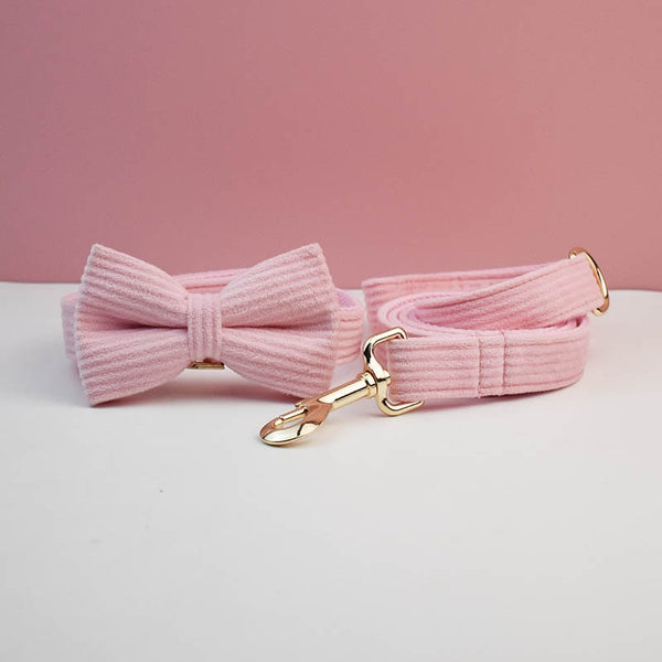 PERSONALIZZABILE - SET PETTORINA PER CANI IN VELLUTO ROSA CONFETTO A COSTE