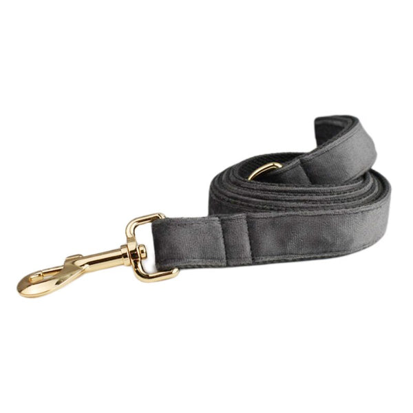 PERSONALIZZABILE - SET PETTORINA PER CANI IN VELLUTO GRIGIO SCURO