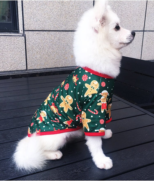 CHRISTMAS PAJAMAS FOR DOGS WITH GINGERBREAD COOKIES